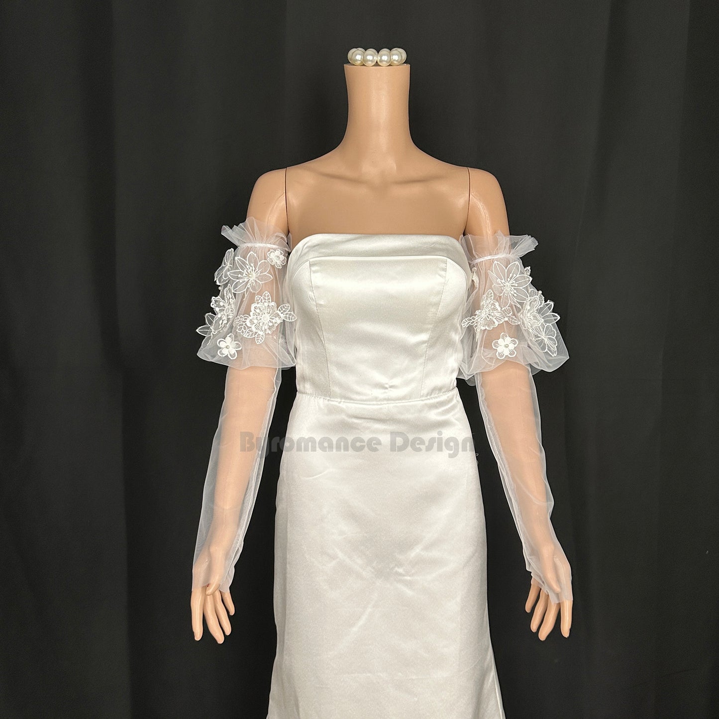 1566 dream girl Sheer tulle dream series flower detach wedding sleeve, bridal sleeve BYRDSL53