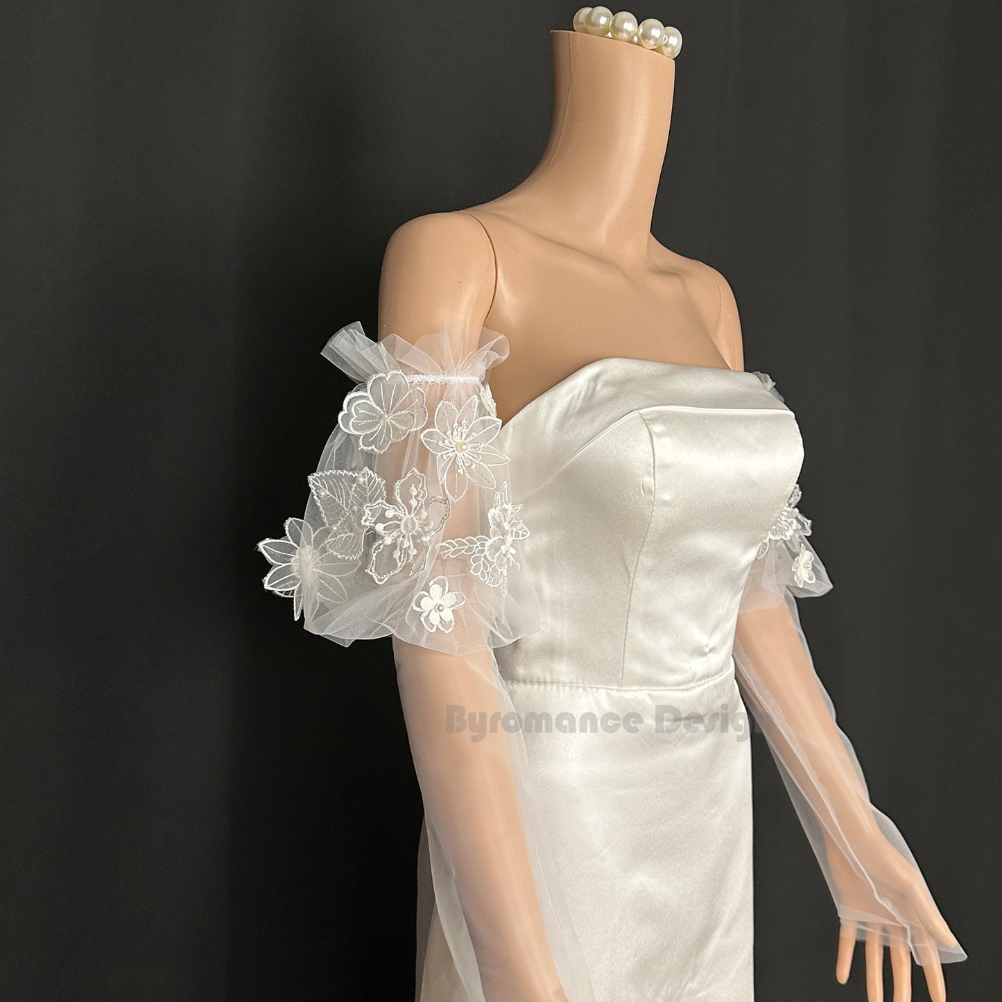 1566 dream girl Sheer tulle dream series flower detach wedding sleeve, bridal sleeve BYRDSL53