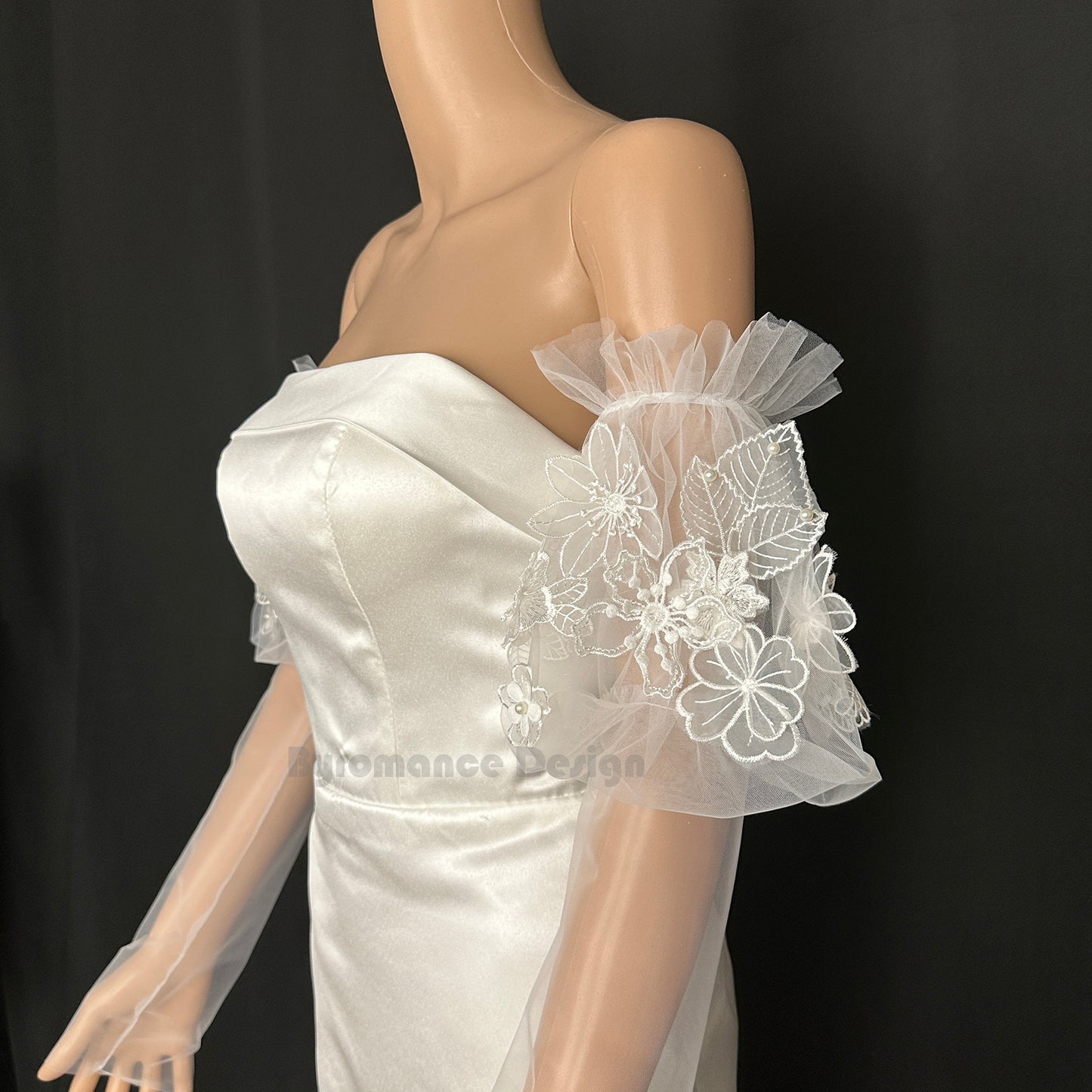 1566 dream girl Sheer tulle dream series flower detach wedding sleeve, bridal sleeve BYRDSL53