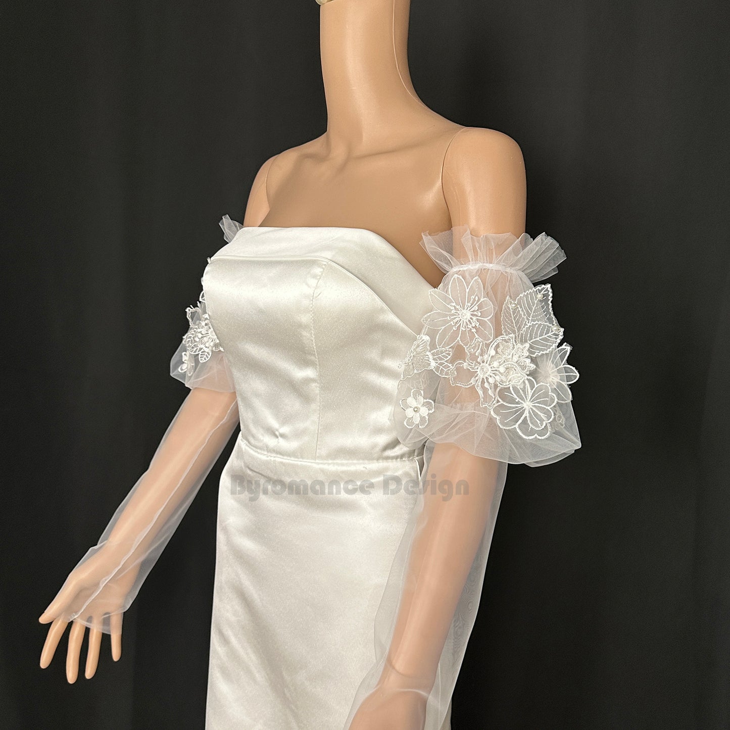 1566 dream girl Sheer tulle dream series flower detach wedding sleeve, bridal sleeve BYRDSL53
