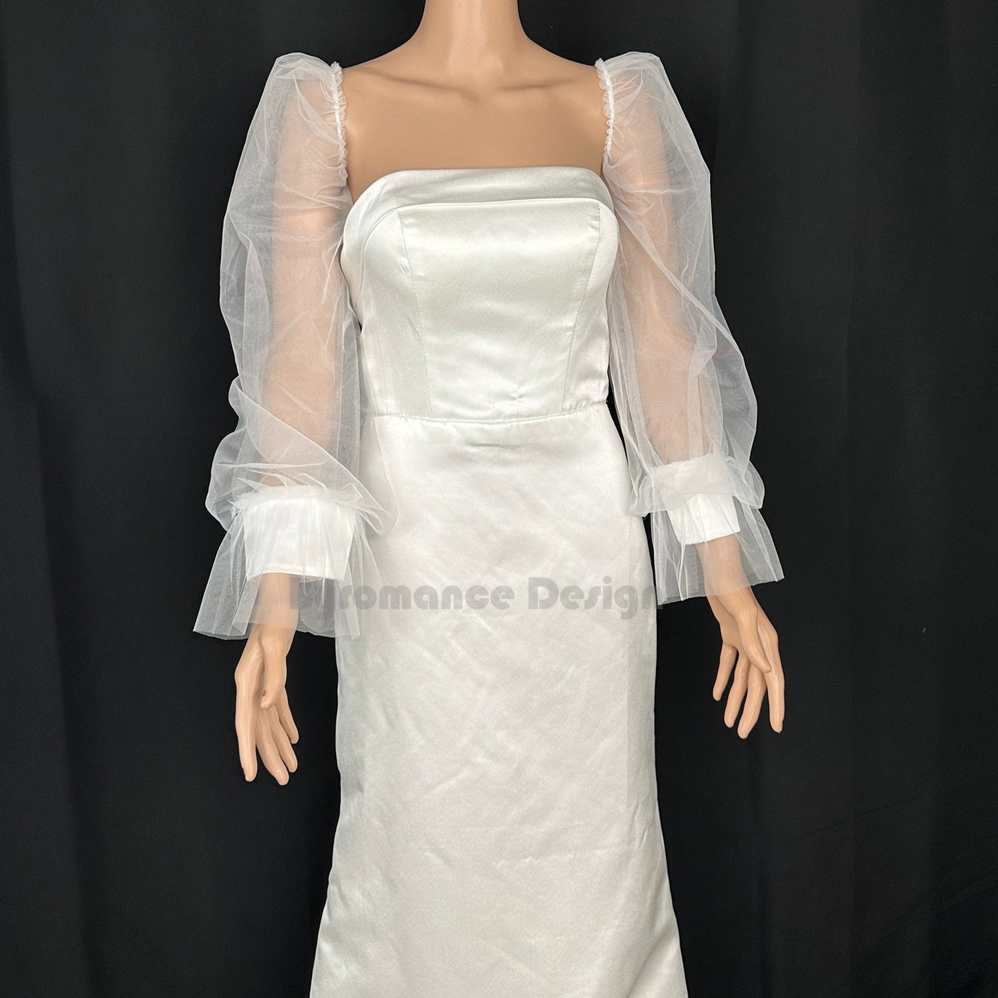 off shoulder tulle detach wedding sleeve, bridal sleeve