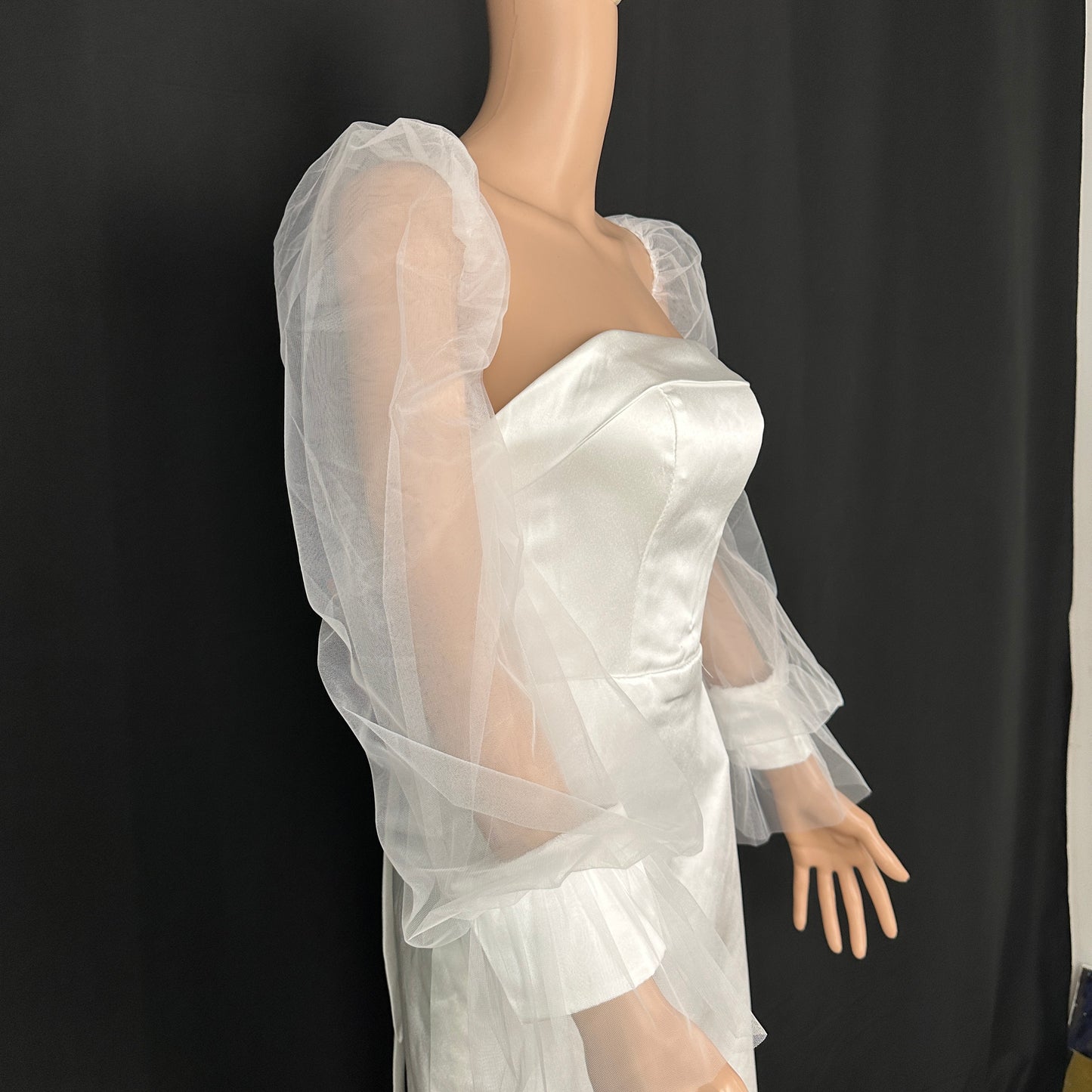 off shoulder tulle detach wedding sleeve, bridal sleeve