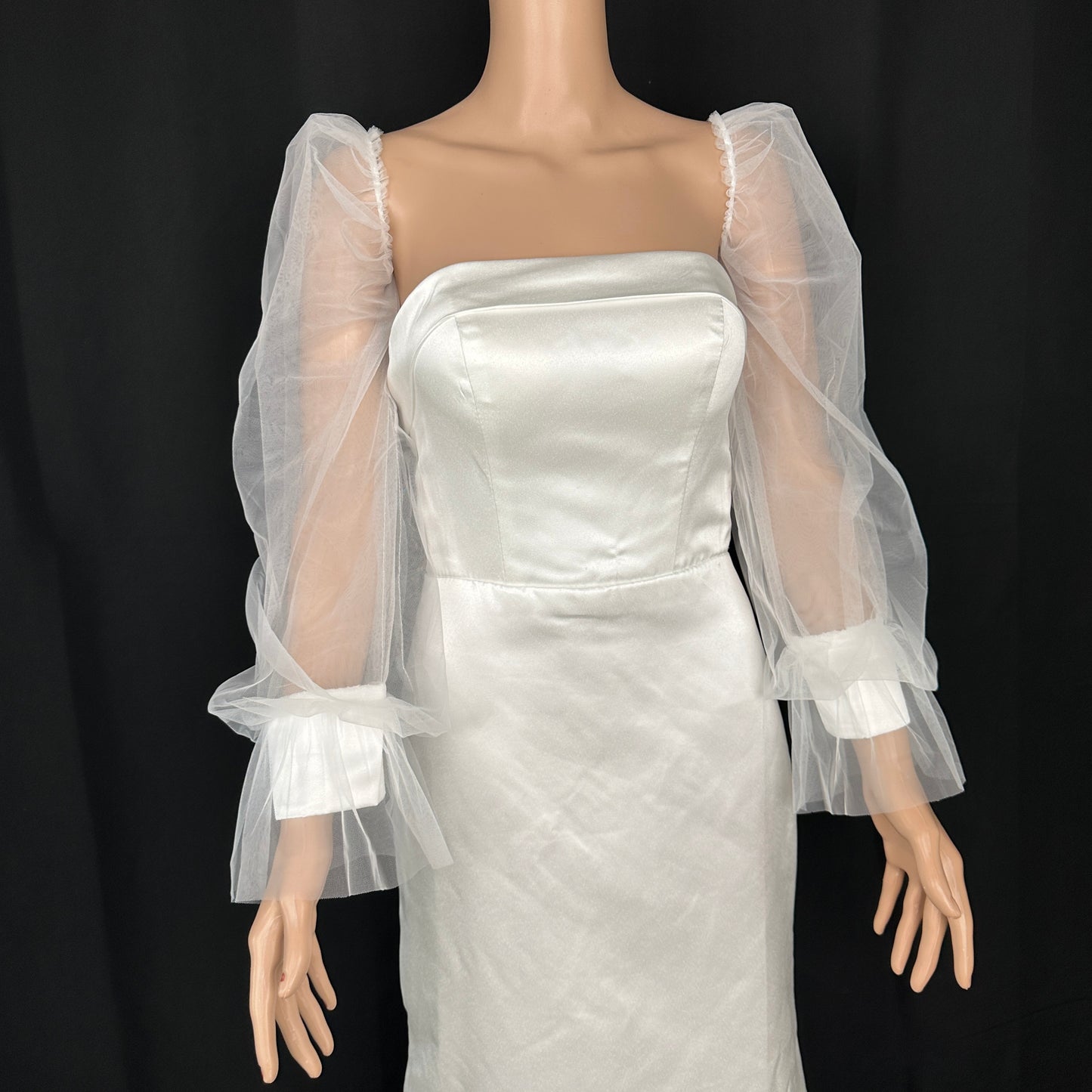 off shoulder tulle detach wedding sleeve, bridal sleeve