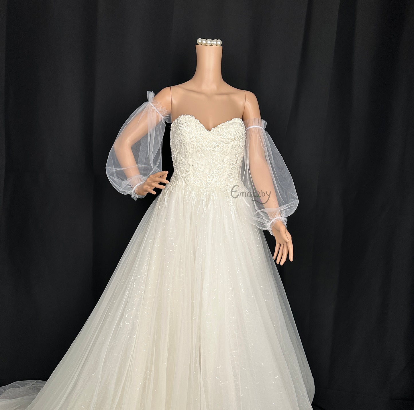 EMALZBY classic perspectiver sheer tulle detach bridal sleeve