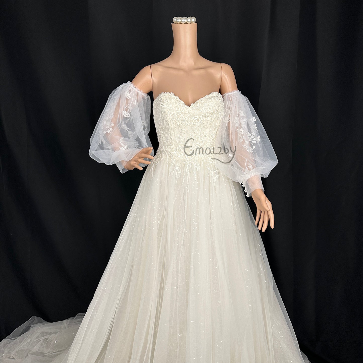 EMALZBY customized dream series sheer tulle detach wedding dress sleeve