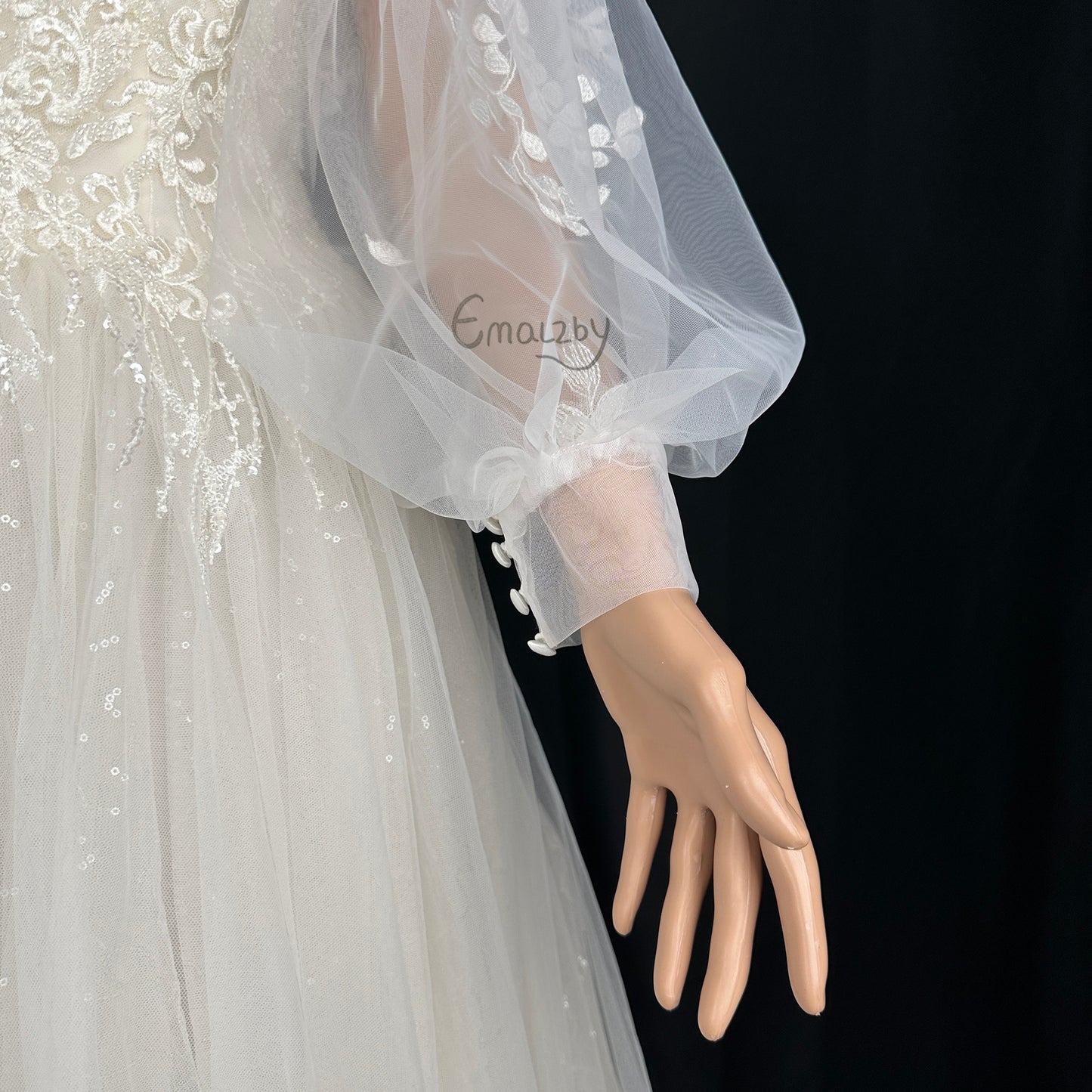 EMALZBY customized dream series sheer tulle detach wedding dress sleeve