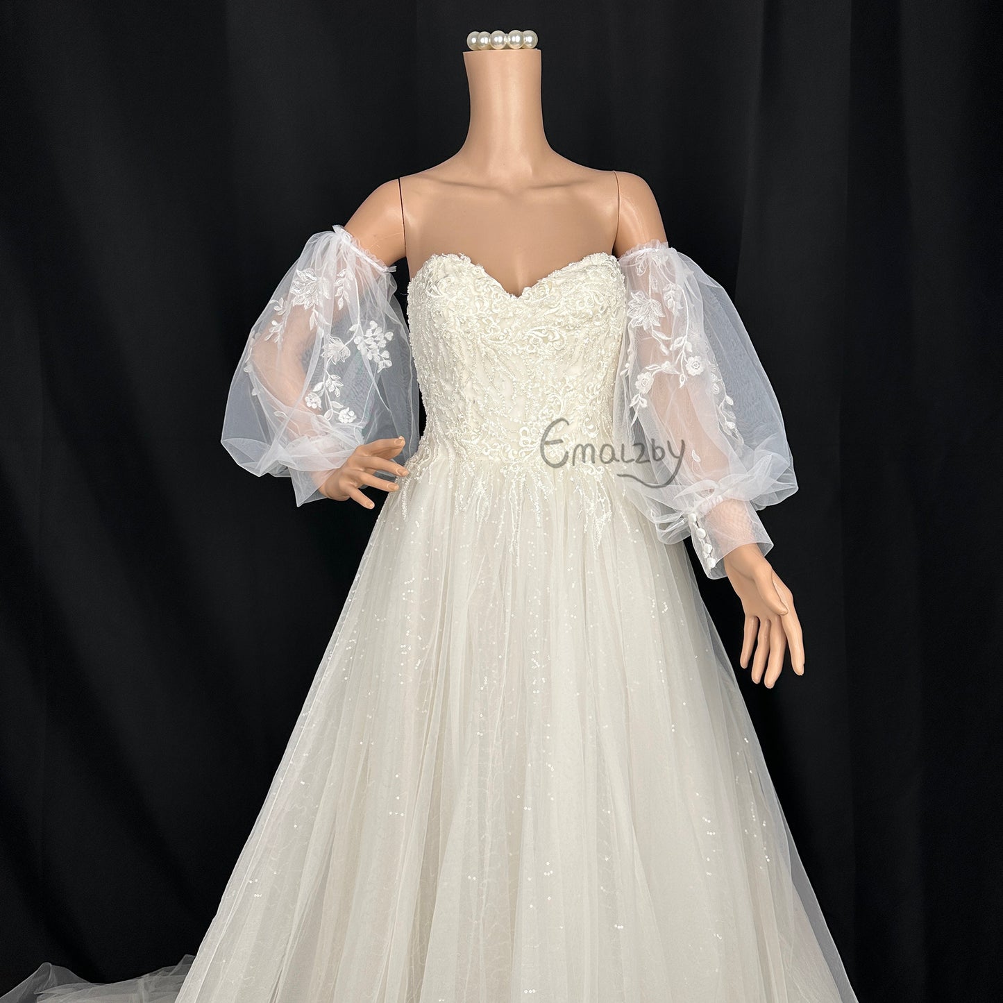 EMALZBY customized dream series sheer tulle detach wedding dress sleeve