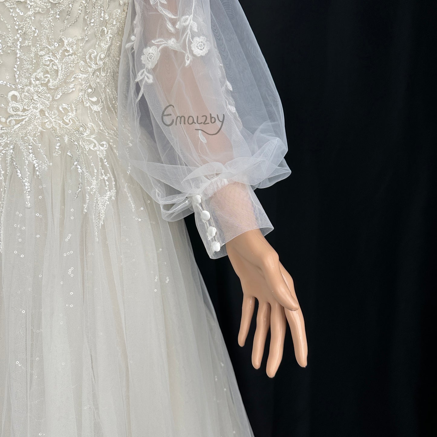 EMALZBY customized dream series sheer tulle detach wedding dress sleeve