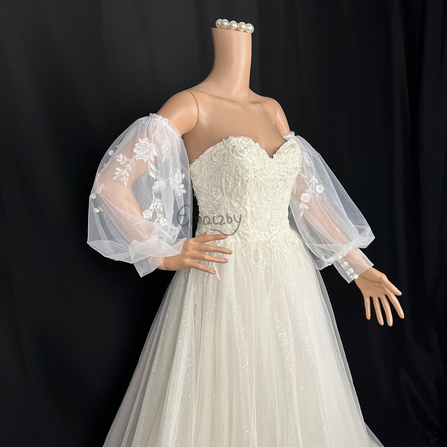 EMALZBY customized dream series sheer tulle detach wedding dress sleeve