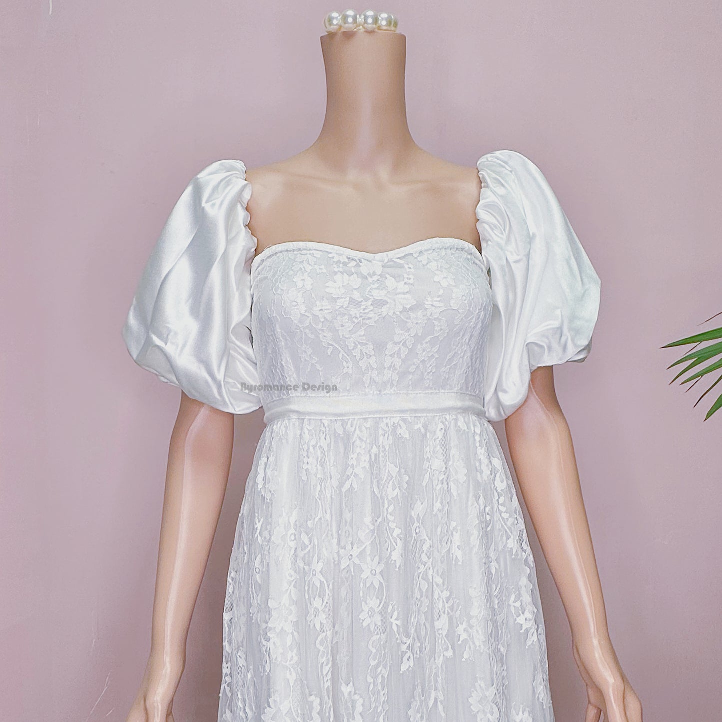 EMZLABY Customized satin puff pure shoulder off ,arm off bridal wedding lantern sleeves BYRD13