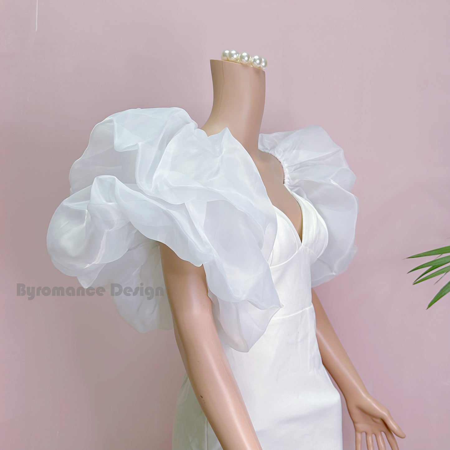 puffy ball organza wedding sleeves, removable bridal sleeve BYRD16
