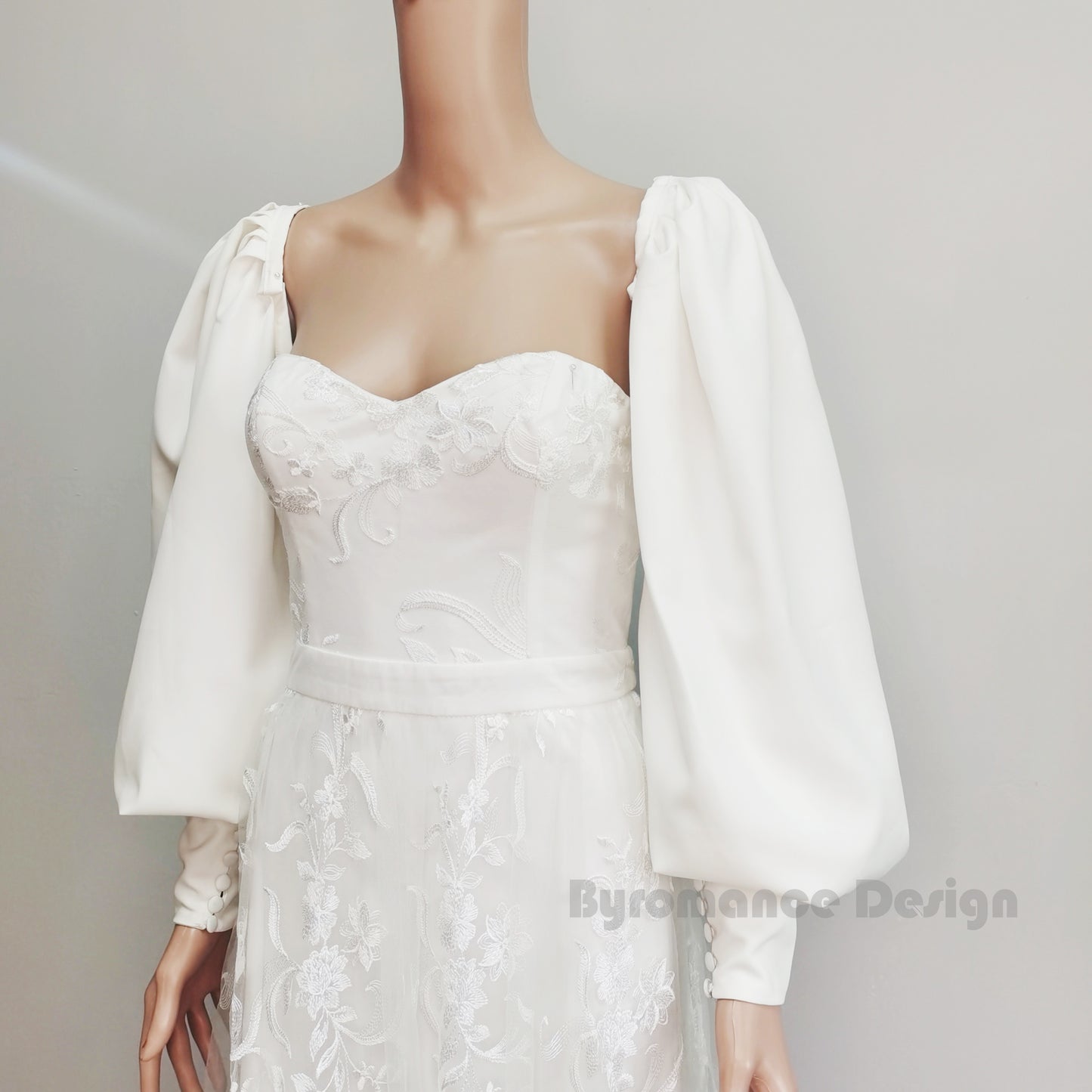 Long off shoulder chiffon wedding dress sleeve