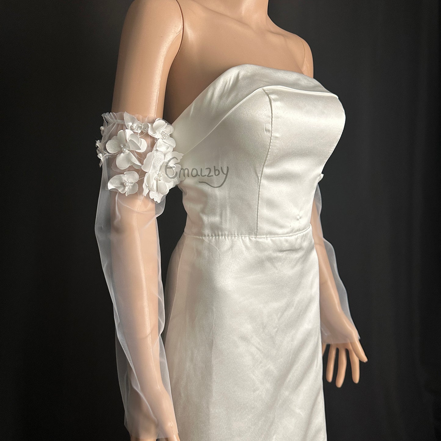 Long 3D Lace wedding dress gloves ,fingerless wedding sleeve