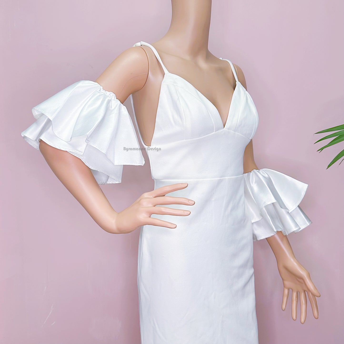 Satin flouncing bouffancy two layer customized bridal wedding sleeves