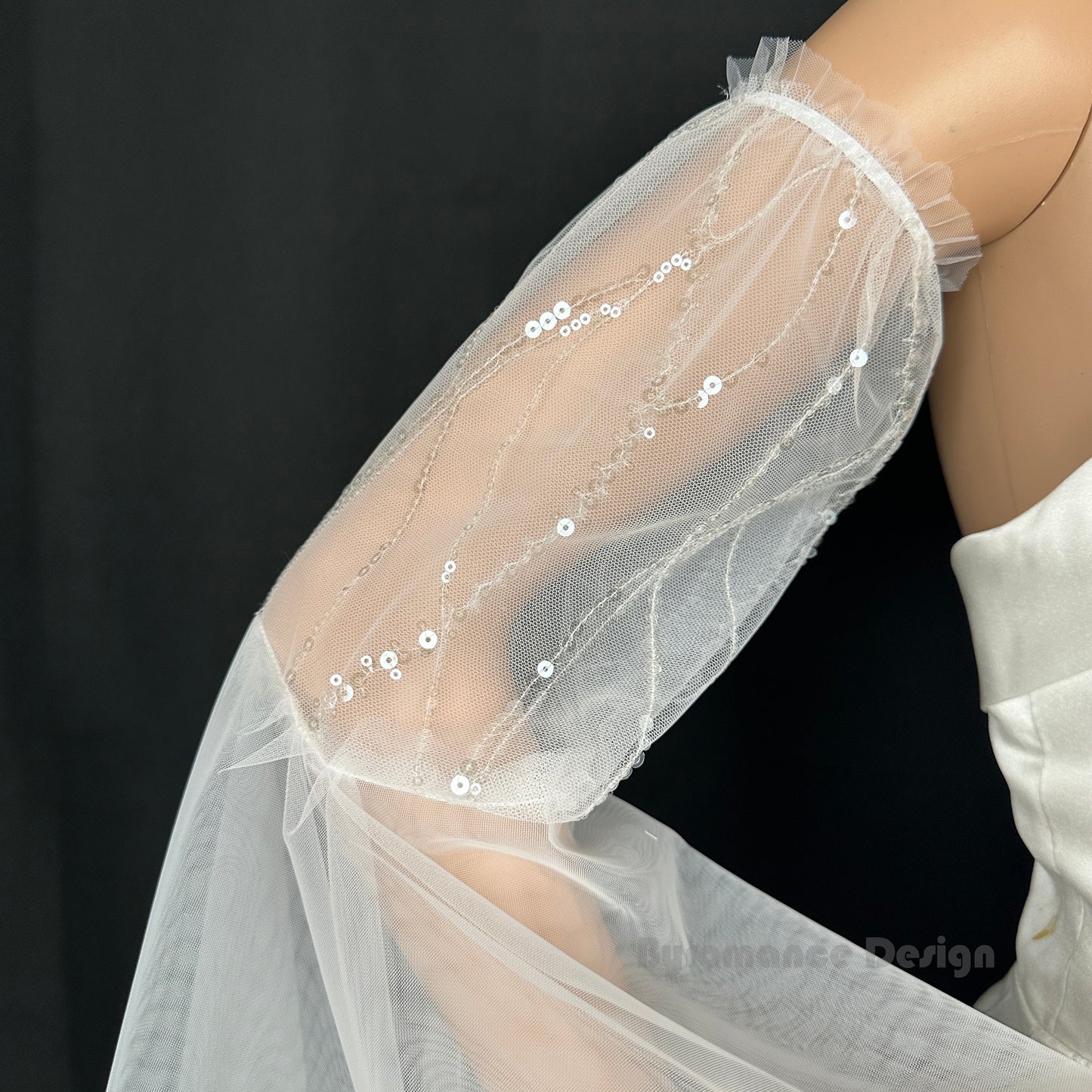 Sheer tulle detach wedding sleeve, spark glitter bridal sleeve