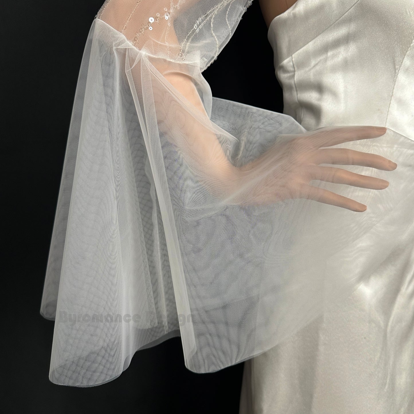 Sheer tulle detach wedding sleeve, spark glitter bridal sleeve