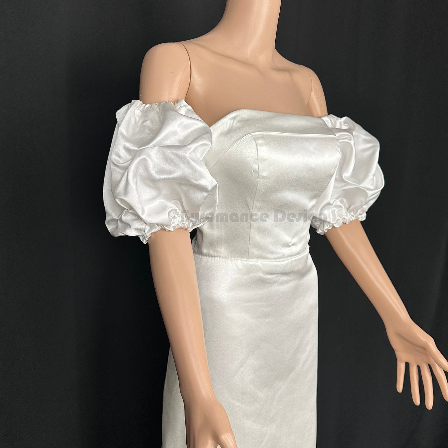 EMALZBY Customized satin small puffy ball wedding sleeve,short detachable wedding sleeves BYRD13