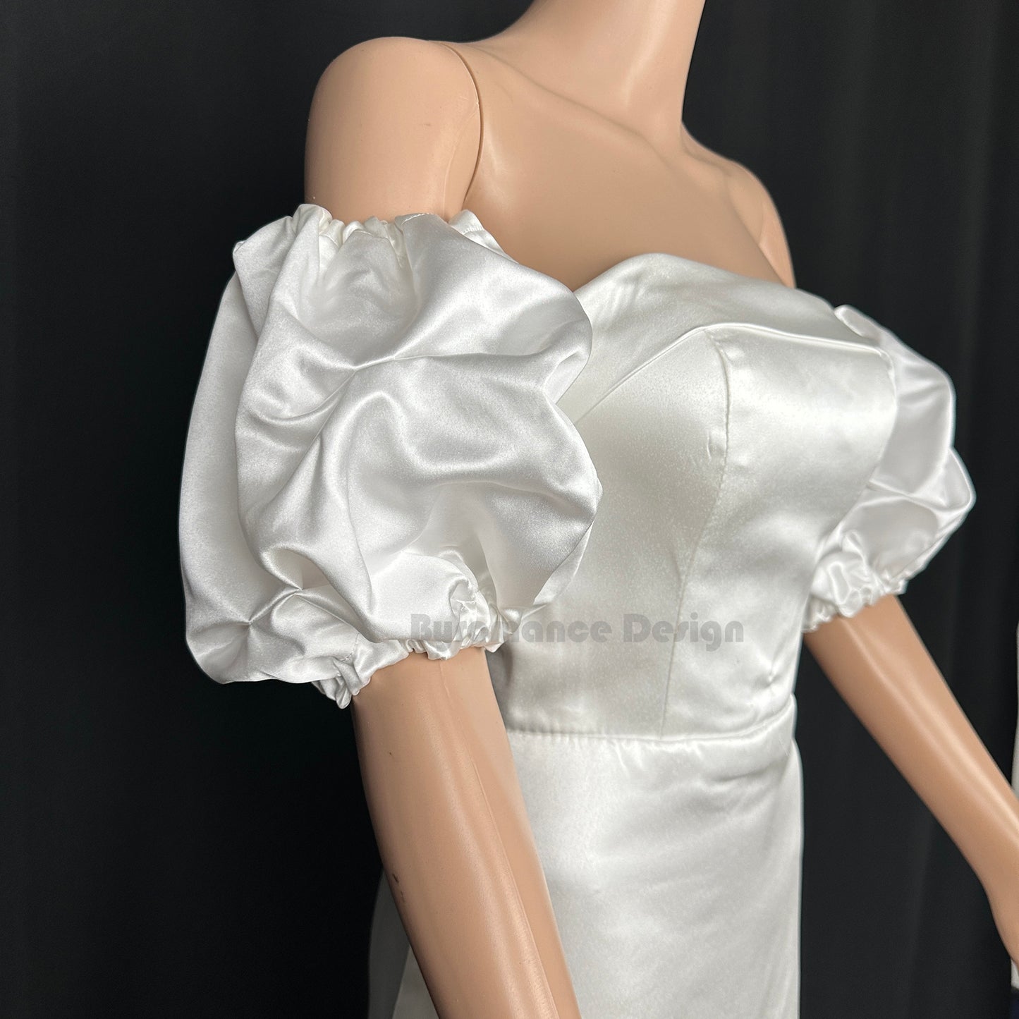 EMALZBY Customized satin small puffy ball wedding sleeve,short detachable wedding sleeves BYRD13