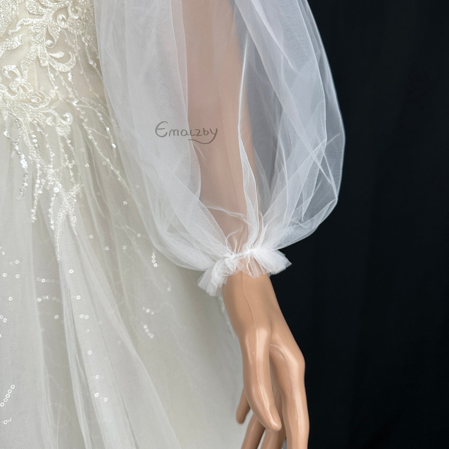 EMALZBY classic double ring sheer tulle detachwedding sleeve