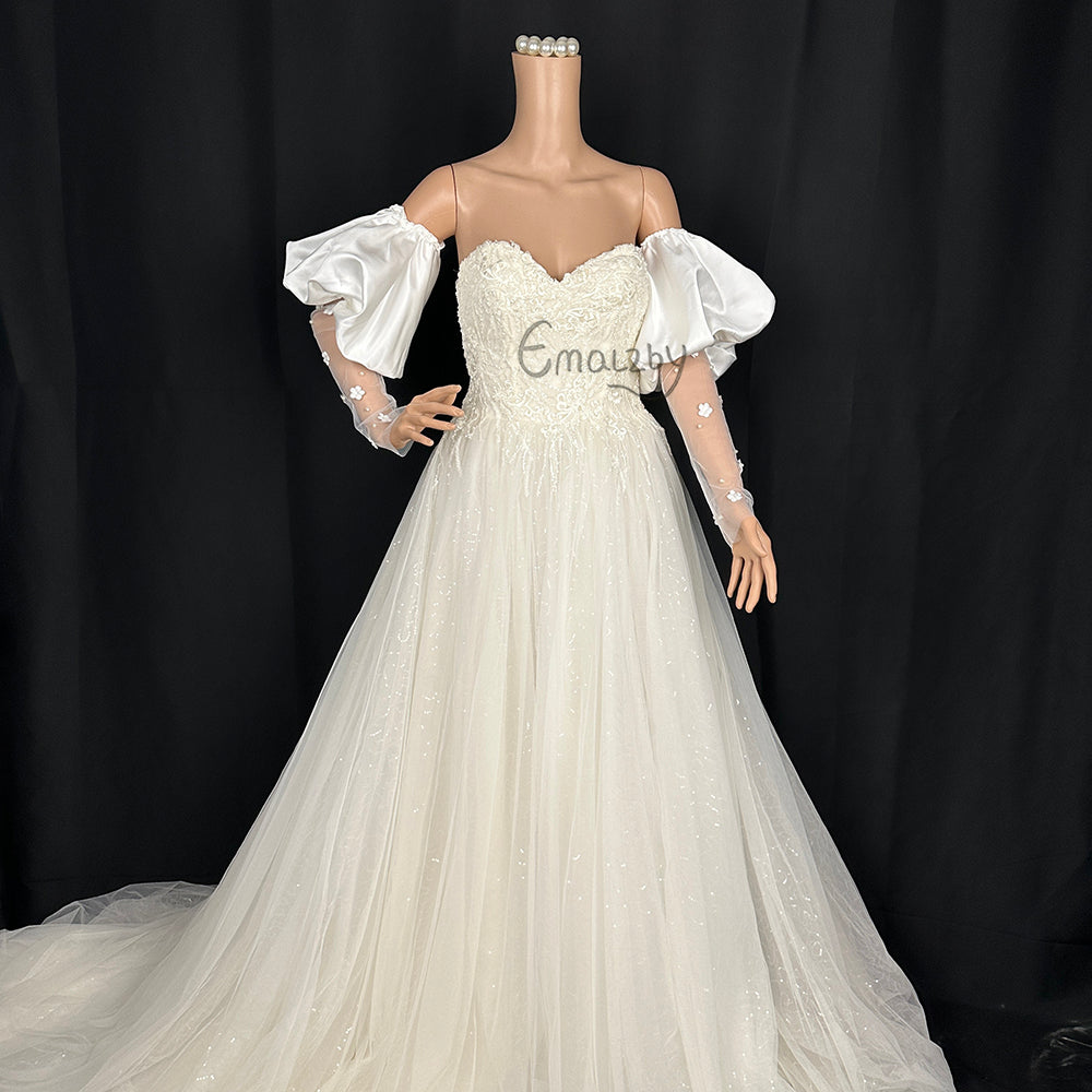 Ivory Satin Long Sleeves/Decorative Sleeves/Detachable Sleeves/Bridal Wedding Dress Accessories