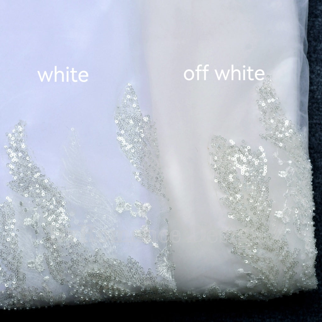 EMALZBY Customized sequins lace tulle Top,wedding dress topper,bridal gown bolero BYRDVG25B12