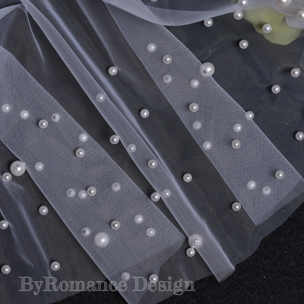 EMALZBY Customized pearl-tulle Top,wedding dress topper BYRDVG75A03