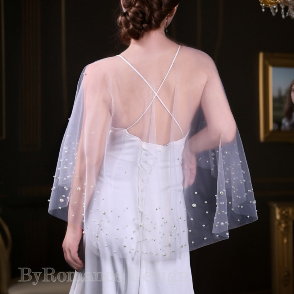 EMALZBY Customized pearl-tulle Top,wedding dress topper BYRDVG75A03
