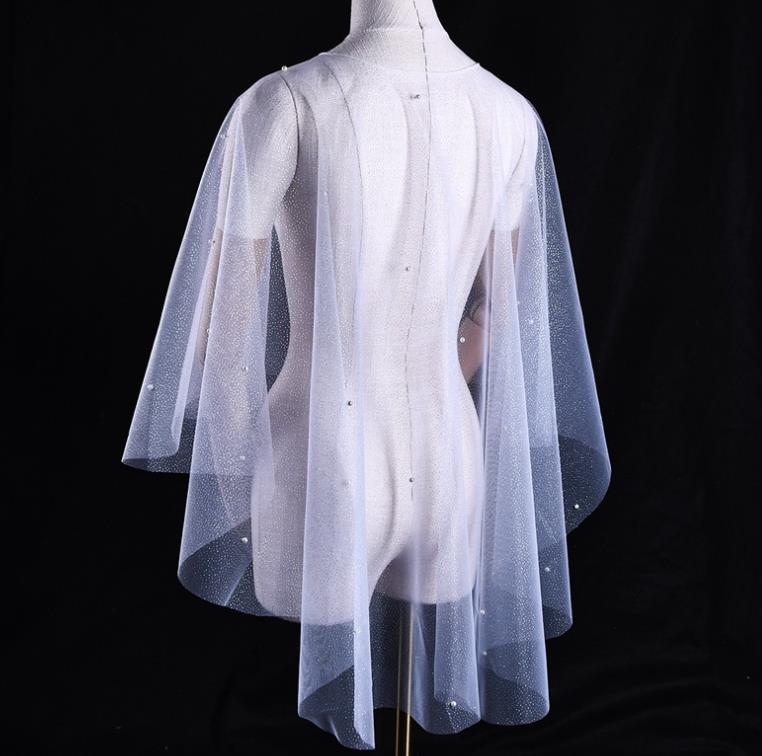 EMALZBY Customized Sheer Tulle spark glitter topper with Long sleeves