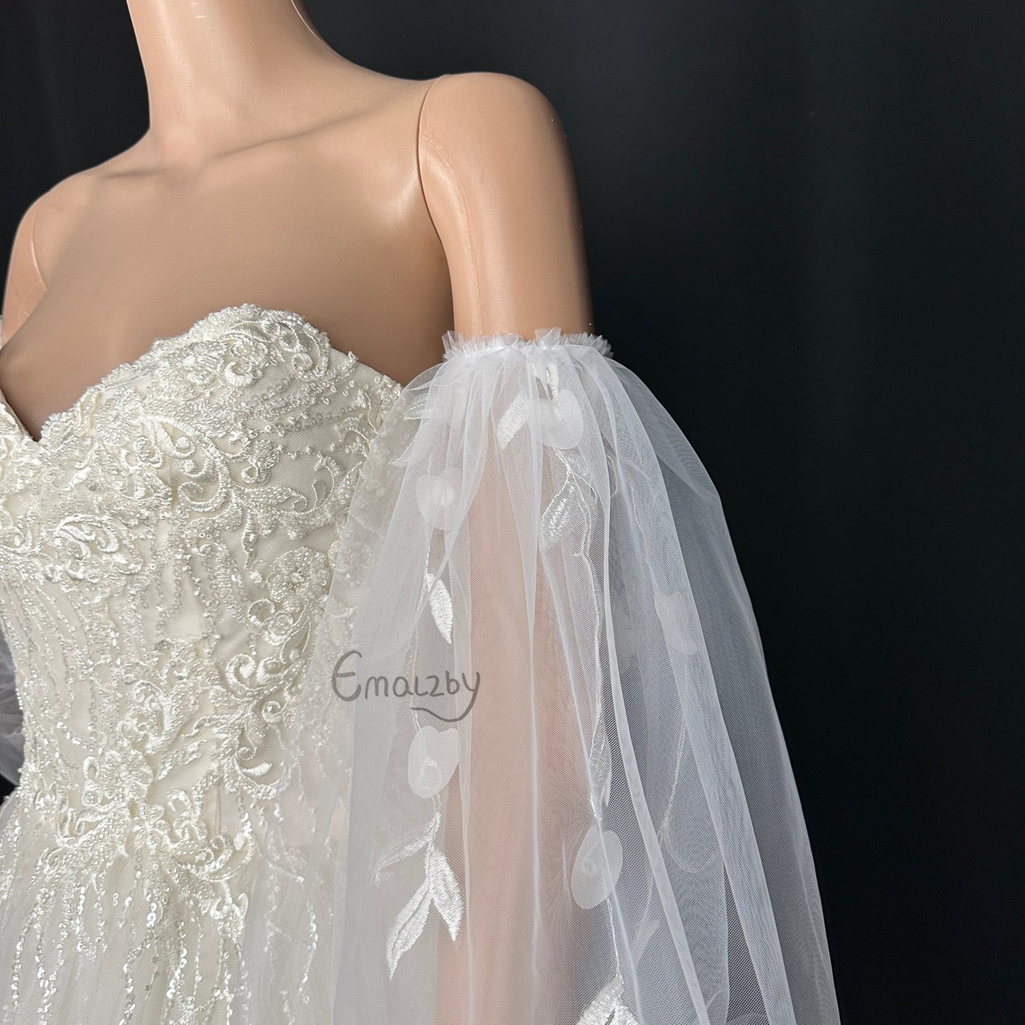 dream boho double ring sleeves for bridal, wedding day sleeves for dress,floral sleeve BYRDSL71