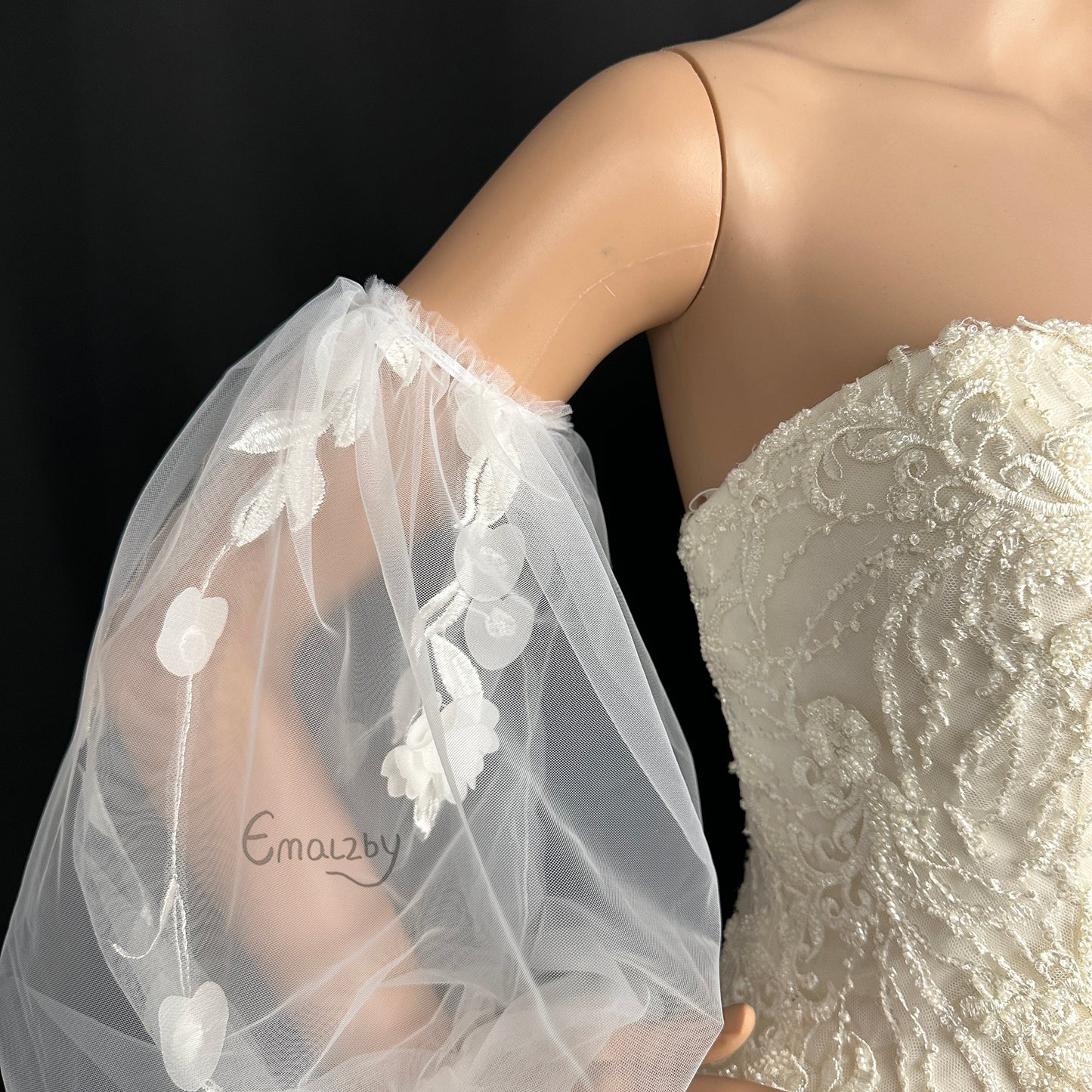 dream boho double ring sleeves for bridal, wedding day sleeves for dress,floral sleeve BYRDSL71