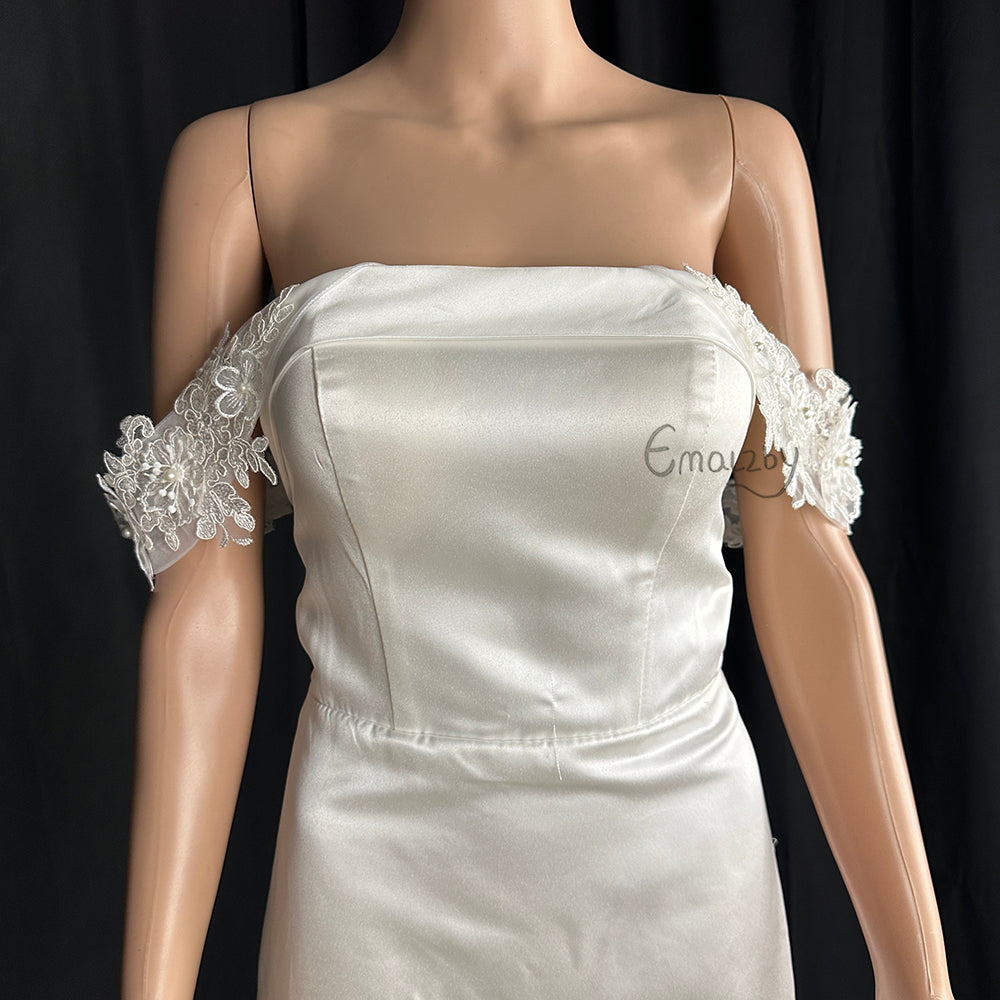 Lace flower butterfly wedding dress straps add on.detachable sleeves for bridal lace BYRDSW07