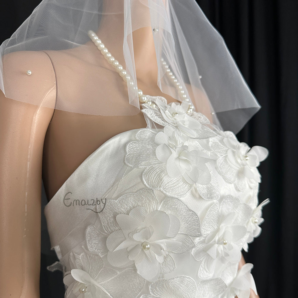 floral pearl tulle bridal wedding dress top,Mordern bridal top BYRDWP54