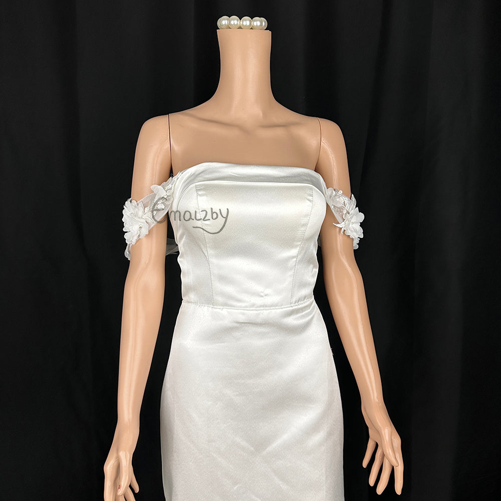 EMALZBY 3D flower wedding dress straps ,Lace Detachable Wedding Dress Straps,tulle bridal straps BYRDWS1003