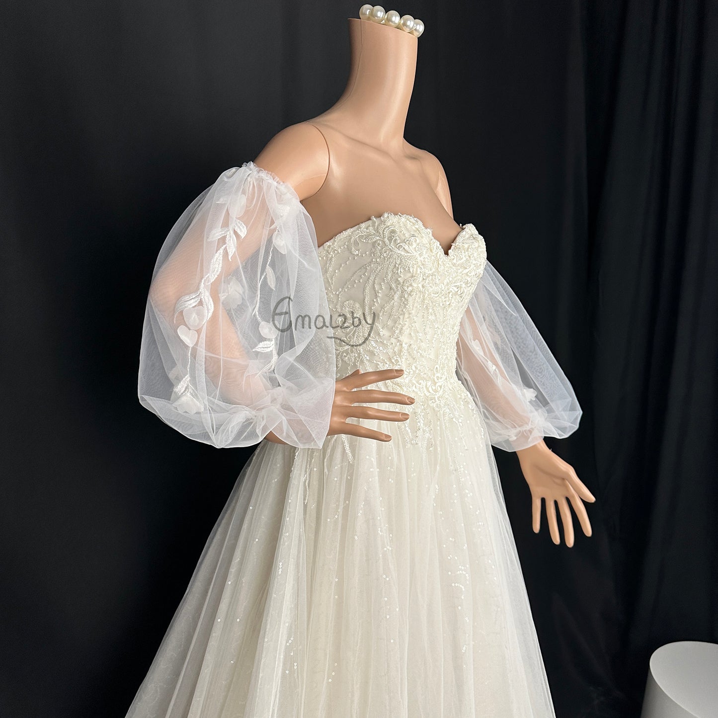 dream boho double ring sleeves for bridal, wedding day sleeves for dress,floral sleeve BYRDSL71
