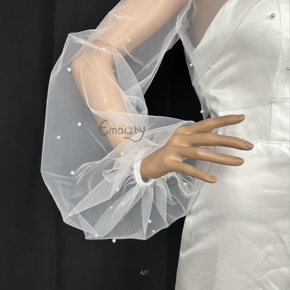 EMALZBY bridal shoulder cape veil, shoulder veil for wedding dress, shoulder veil cape BYRDBVG45