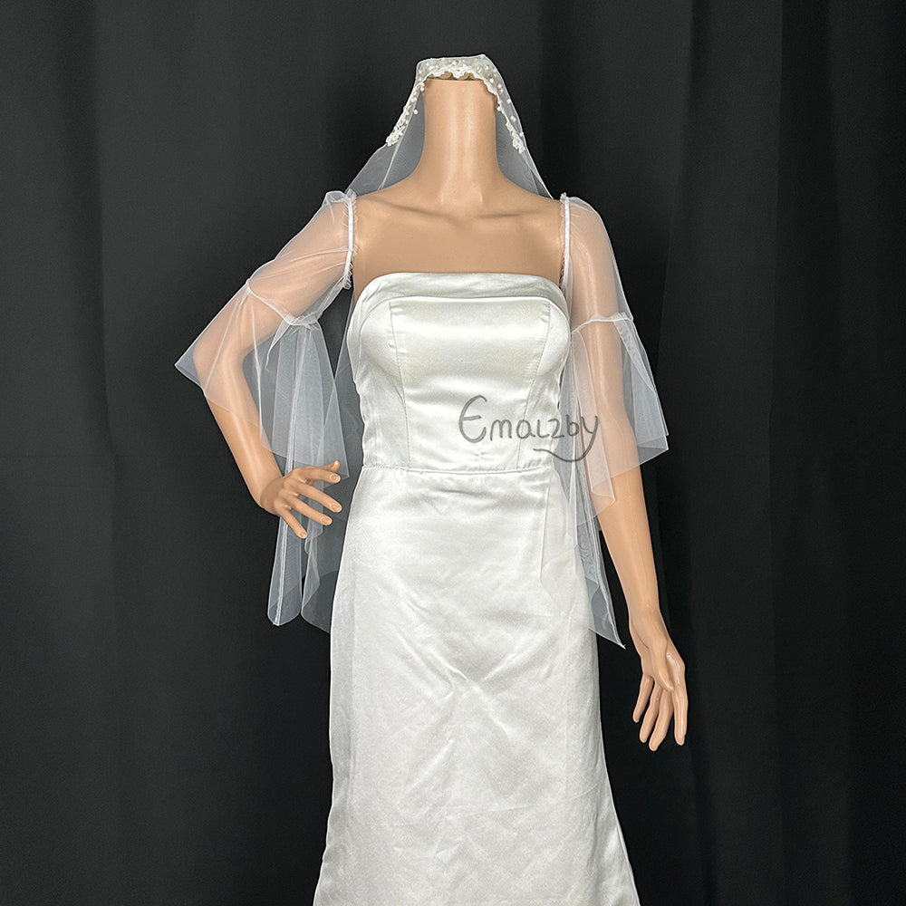Long Bell Sleeves,simple detach wedding sleeve,bridal long wedding sleeve BYRDSL89
