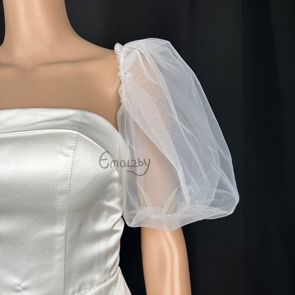 short PUFF tulle off shoulder detachable bridal sleeve , detachable wedding sleeve BYRDSL79