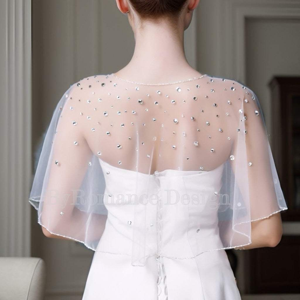 EMZLABY Customized rhinestone wedding dress topper BYRDVG7502