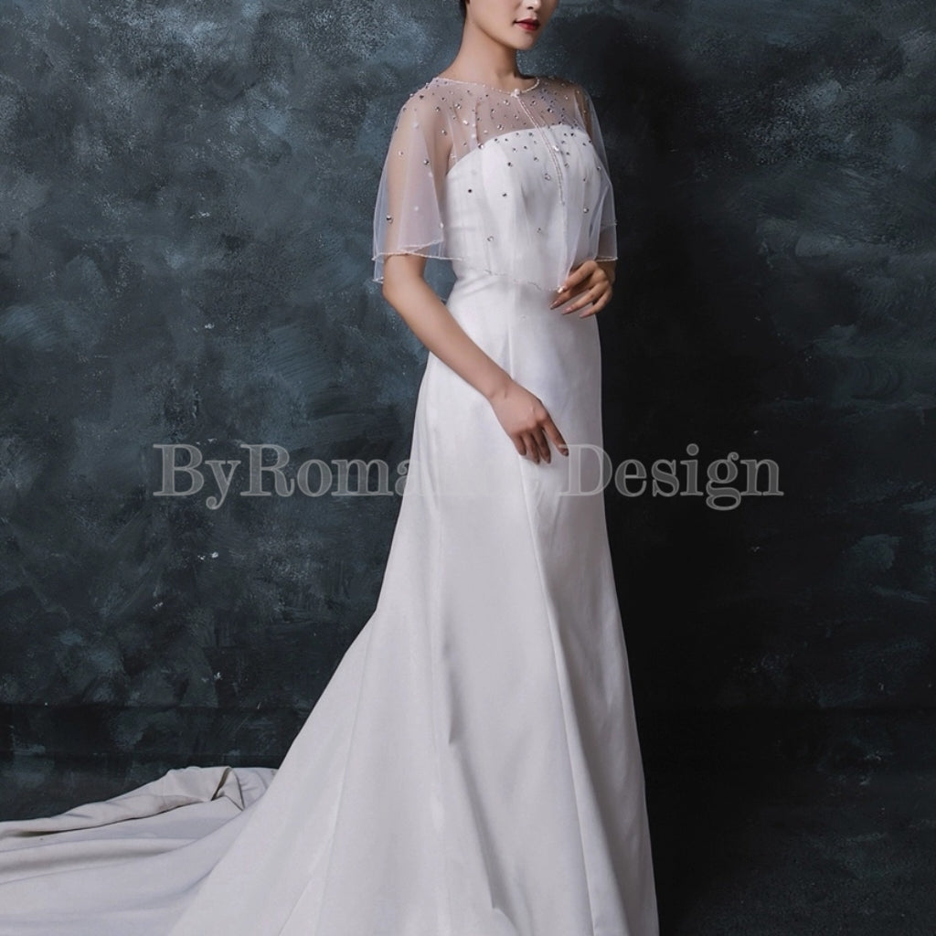 EMZLABY Customized rhinestone wedding dress topper BYRDVG7502