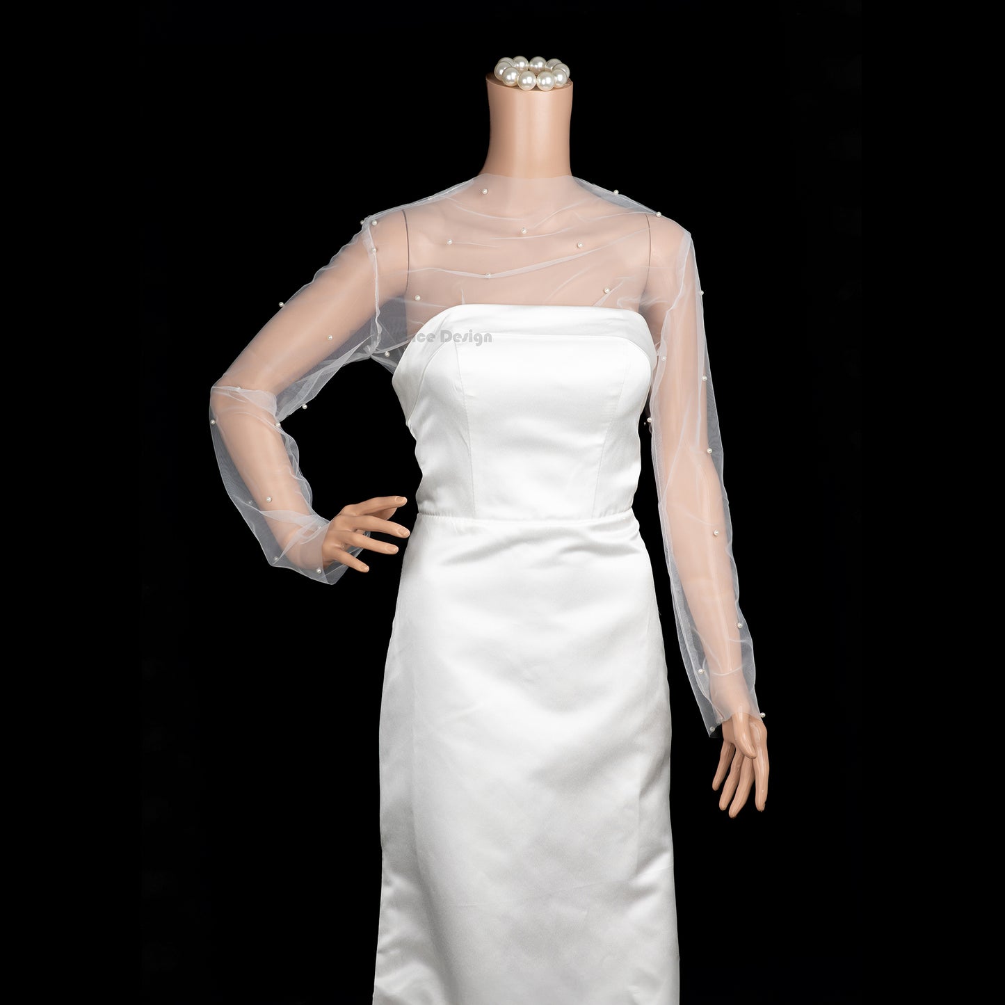 Handmade pearl wedding dress topper