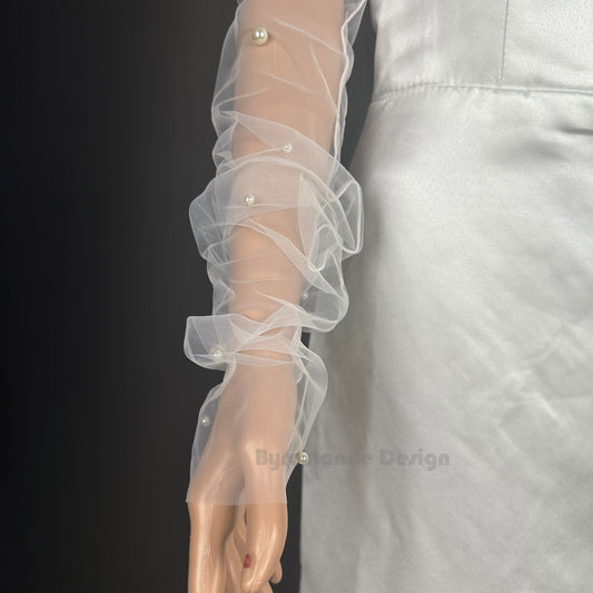 EMALZBY Handmade  customized pearl thin weeding sleeve BYRD057