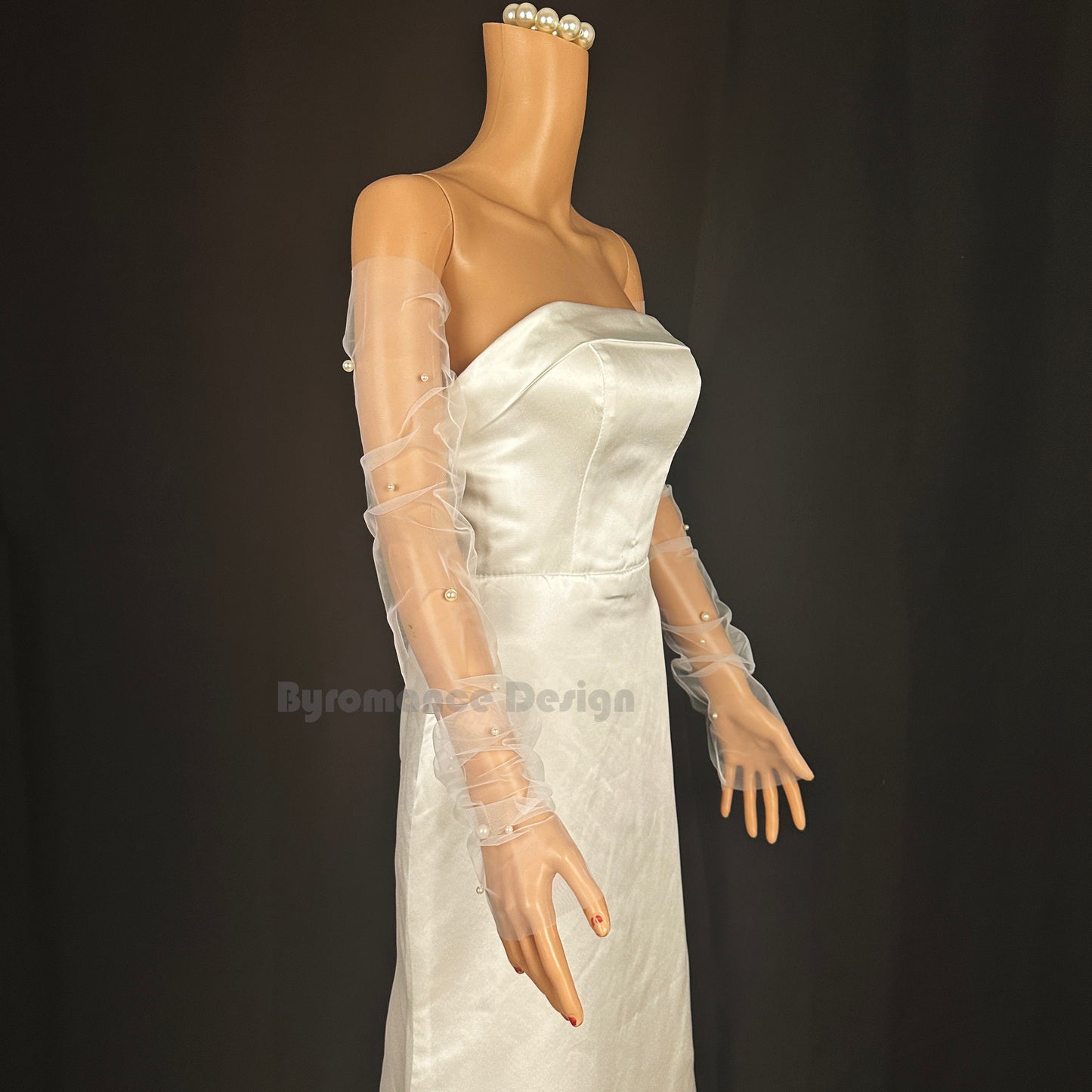 EMALZBY Handmade  customized pearl thin weeding sleeve BYRD057