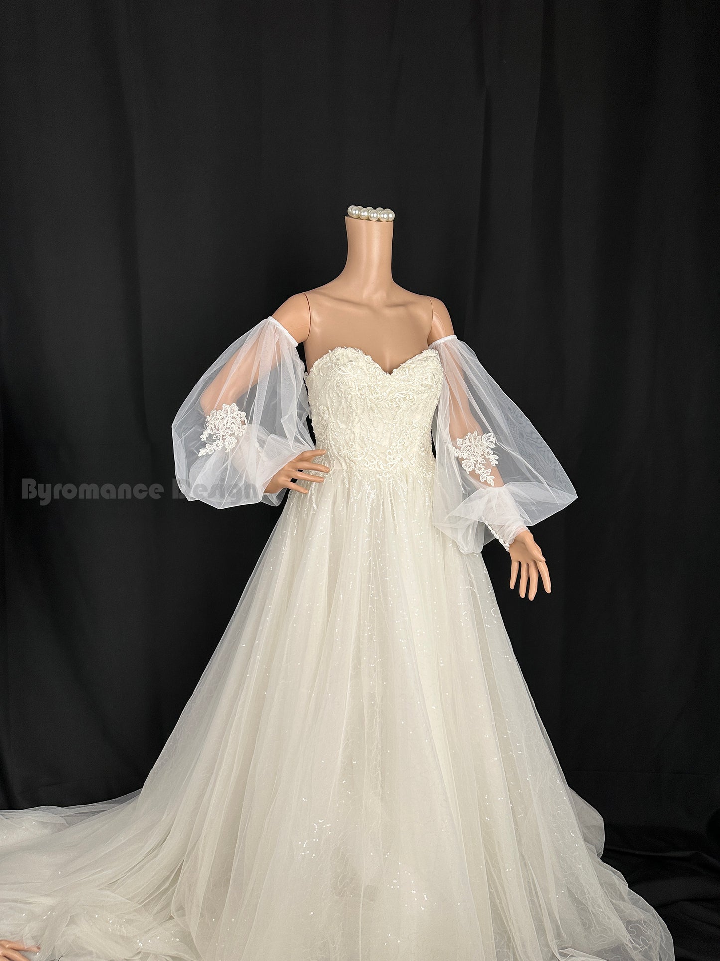 Long puff  bridal removable sleeves for bridal wedding day BYRD06