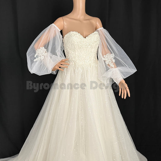 Long puff  bridal removable sleeves for bridal wedding day BYRD06