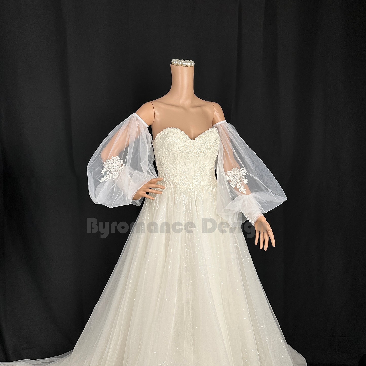 Handmade Customized boho Bridal Sleeves Sewing in with lace Flower Decoration