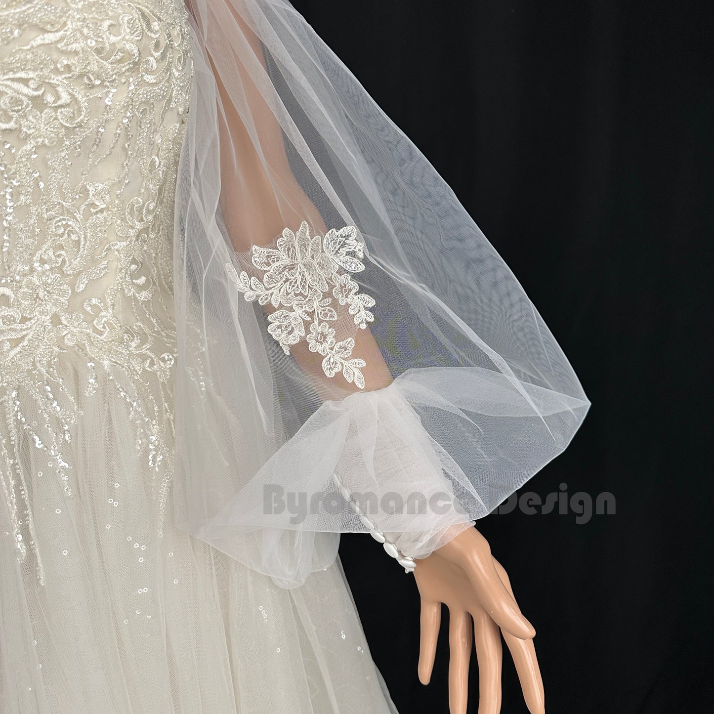 Handmade Customized boho Bridal Sleeves Sewing in with lace Flower Decoration