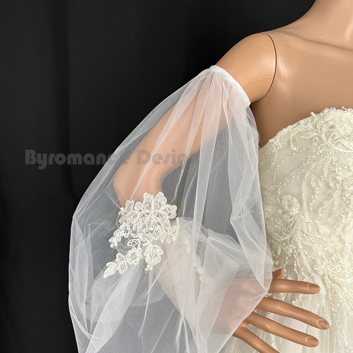 Long puff  bridal removable sleeves for bridal wedding day BYRD06
