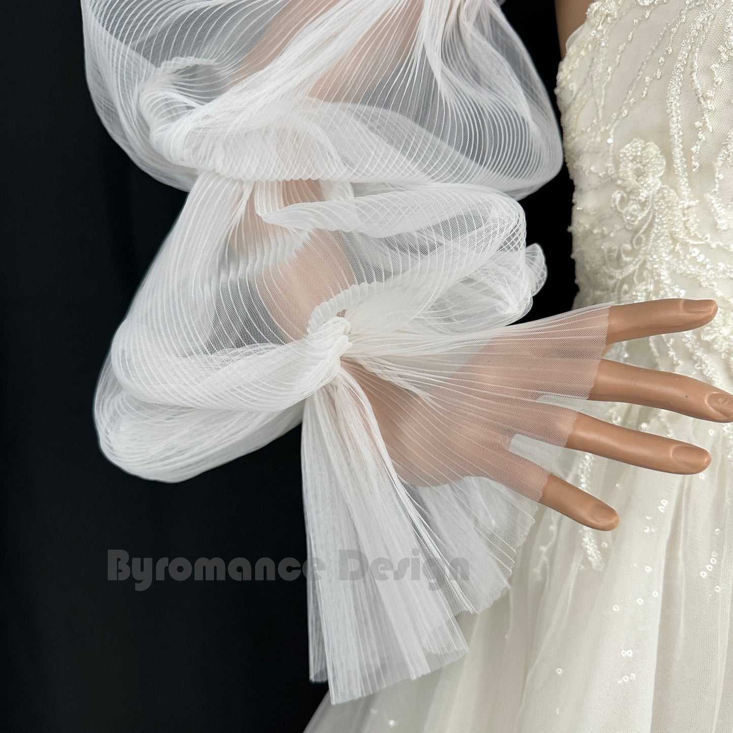 Puff Wedding Sleeves, Long Tulle Fingerless Wedding Gloves,Bridal Gloves, Custom sleeves