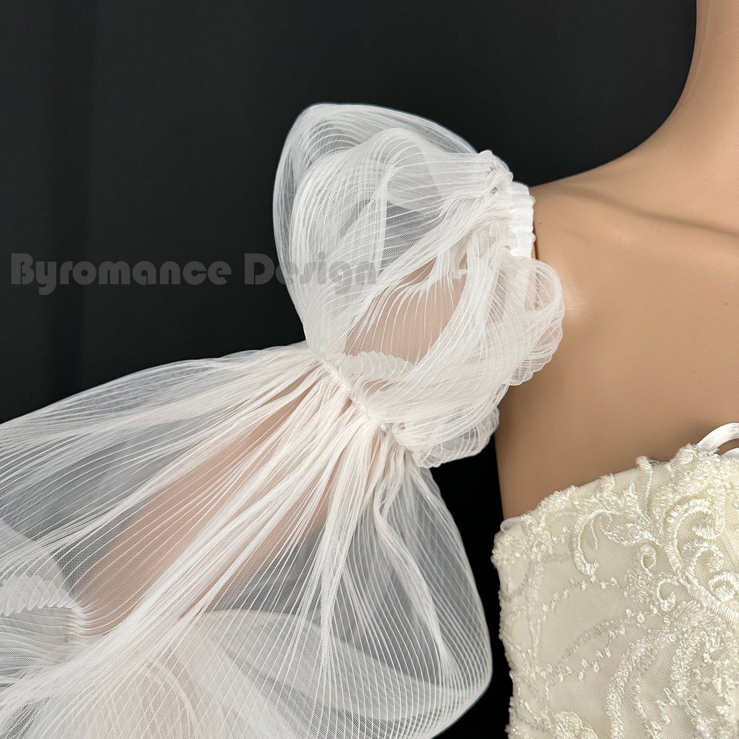 Puff Wedding Sleeves, Long Tulle Fingerless Wedding Gloves,Bridal Gloves, Custom sleeves