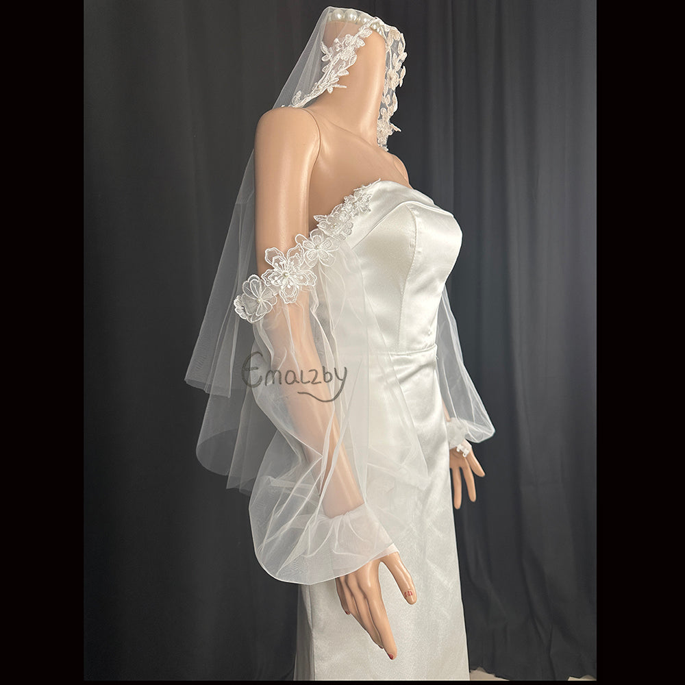 EMALZBY dream flower wedding dress sleeves, detachable sleeves for wedding dress,bridal gift BYRD110